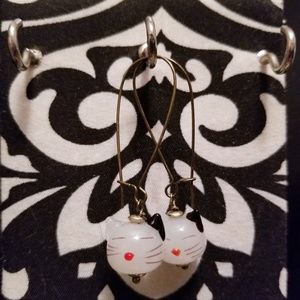Handmade Cat Dangling Earrings